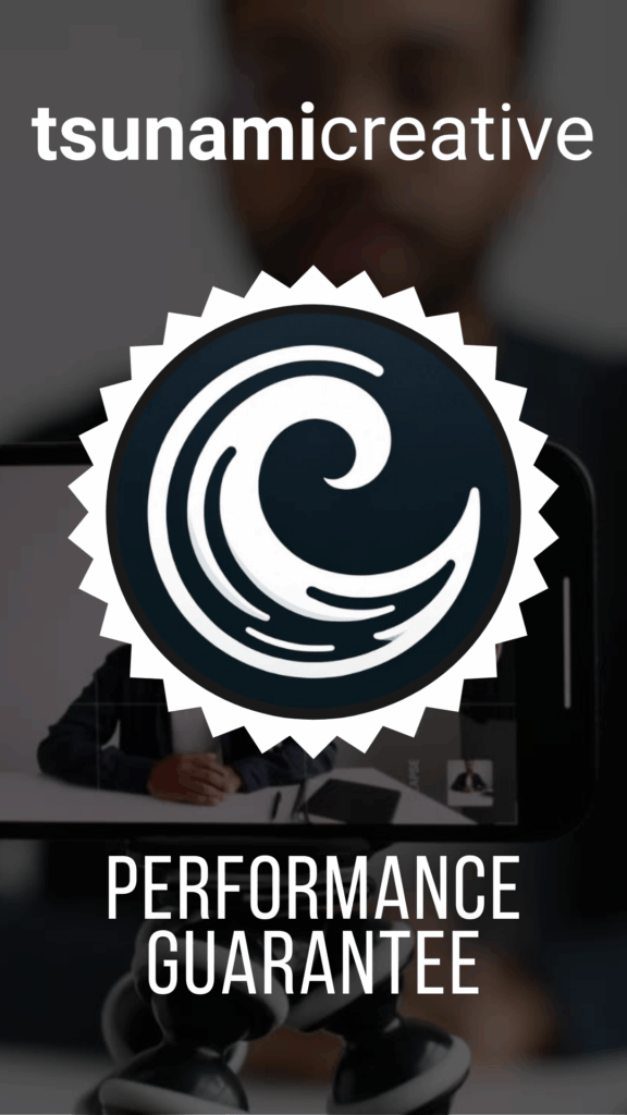 Tsunami Creative Performance Guarantee badge with stylized wave icon